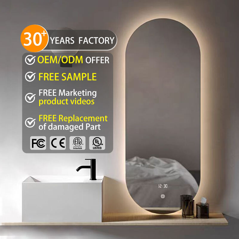 Wall Led Light Bathroom Smart Mirror Led Mirror Lights Oval Frameless Mirror with Light