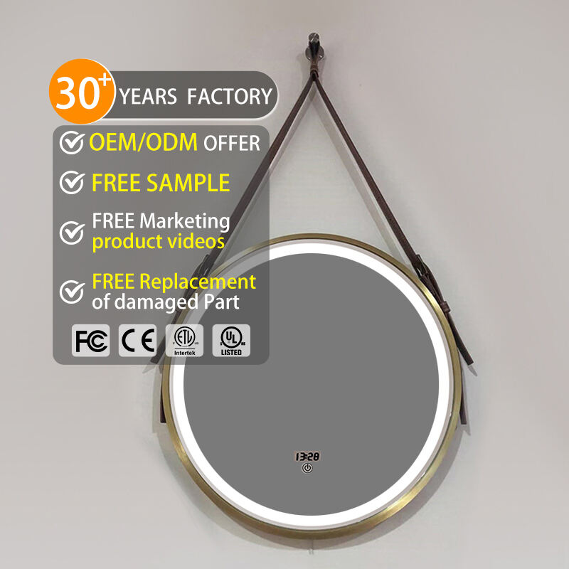 Fashion Modern Smart Decor Makeup Mirror Led Lighted Vanity Touch Mirrors Belt Hanging Mirror