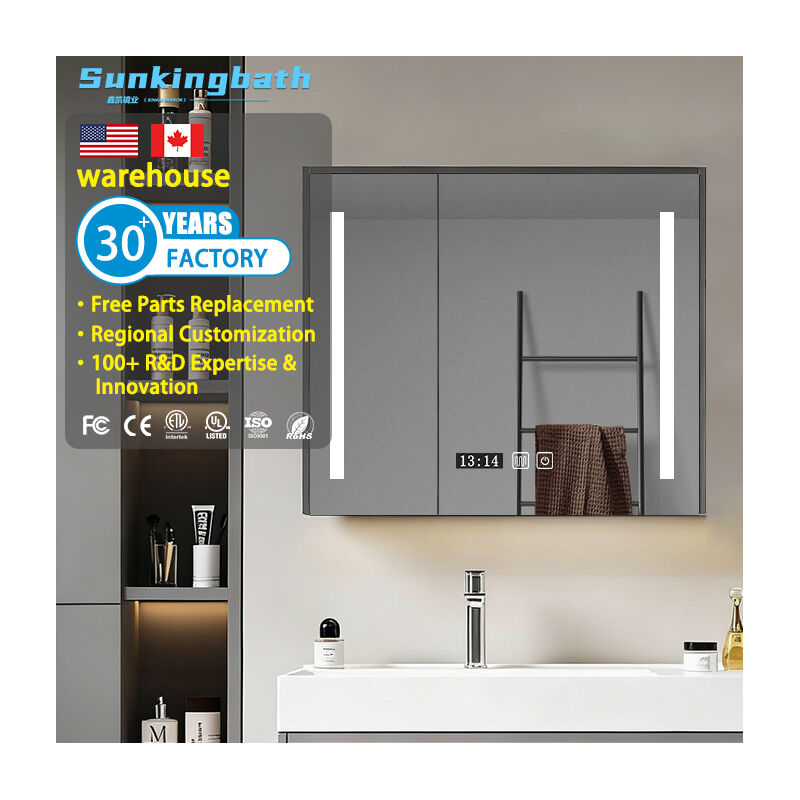 Wholesale Wall Mounted Storage Modern Bathroom Medicine cabinet Functional Mirror Cabinet with Led Lights for Home Hotel Project