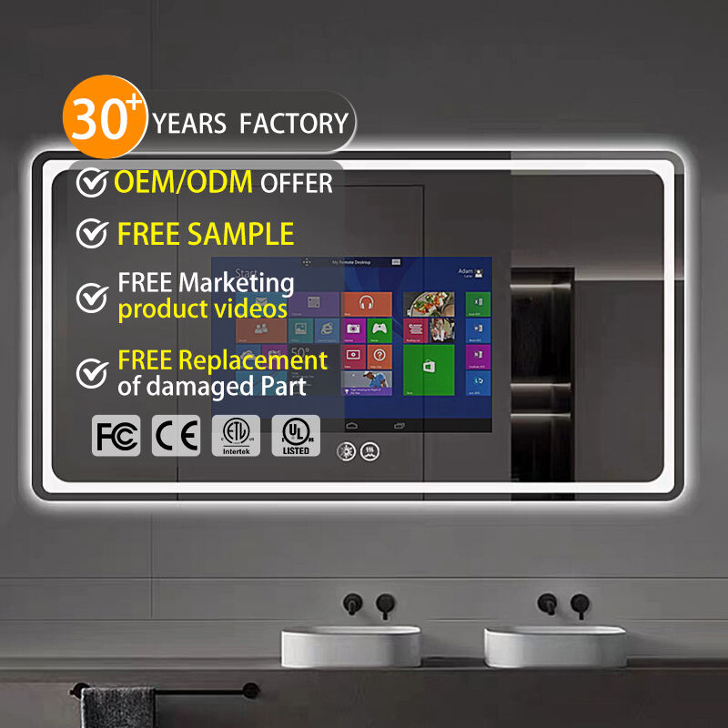 LED-Smart-Touch-Sensor-Wandspiegel Nebel.freier Rechteckiger Badezimmer-LED-Magischer TV-Spiegel