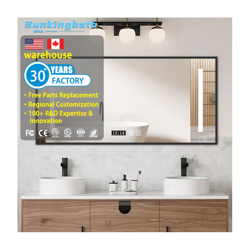 Rammet firkantet badspeil