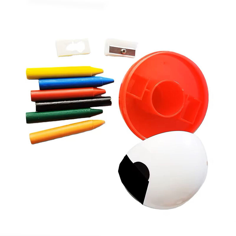 2024 new promotional toys plastic capsule stationery set with crayon eraser pencil sharpener educational toys