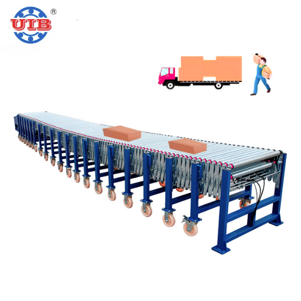 Adjustable telescopic manual roller belt conveyor system