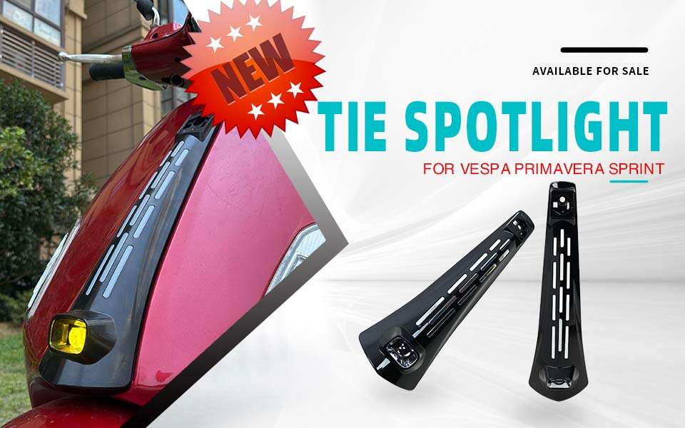 Das neue SPLD-B Modell Tie Spotlight eignet sich für Vespa Sprint und Primavera 50cc, 125cc, 150cc Modelle