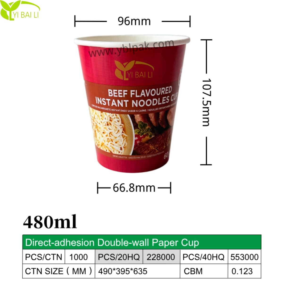 480 ml papperskoppar för snabbnudlar | Pappersskålar för varm soppa med dubbel vägg | Engångsramenbehållare med hetfogade lock