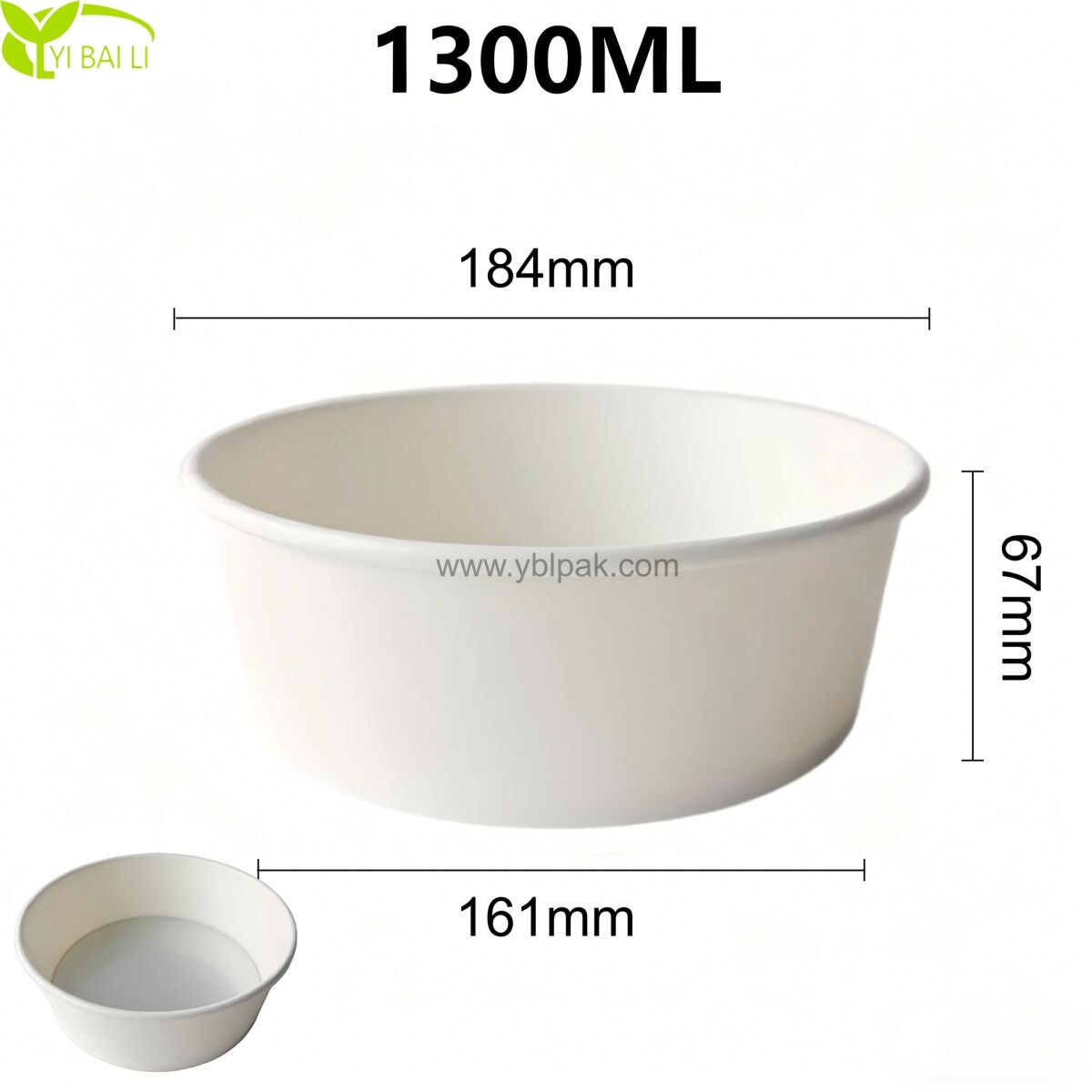 cuenco de papel seguro para inducción de 1300 ml