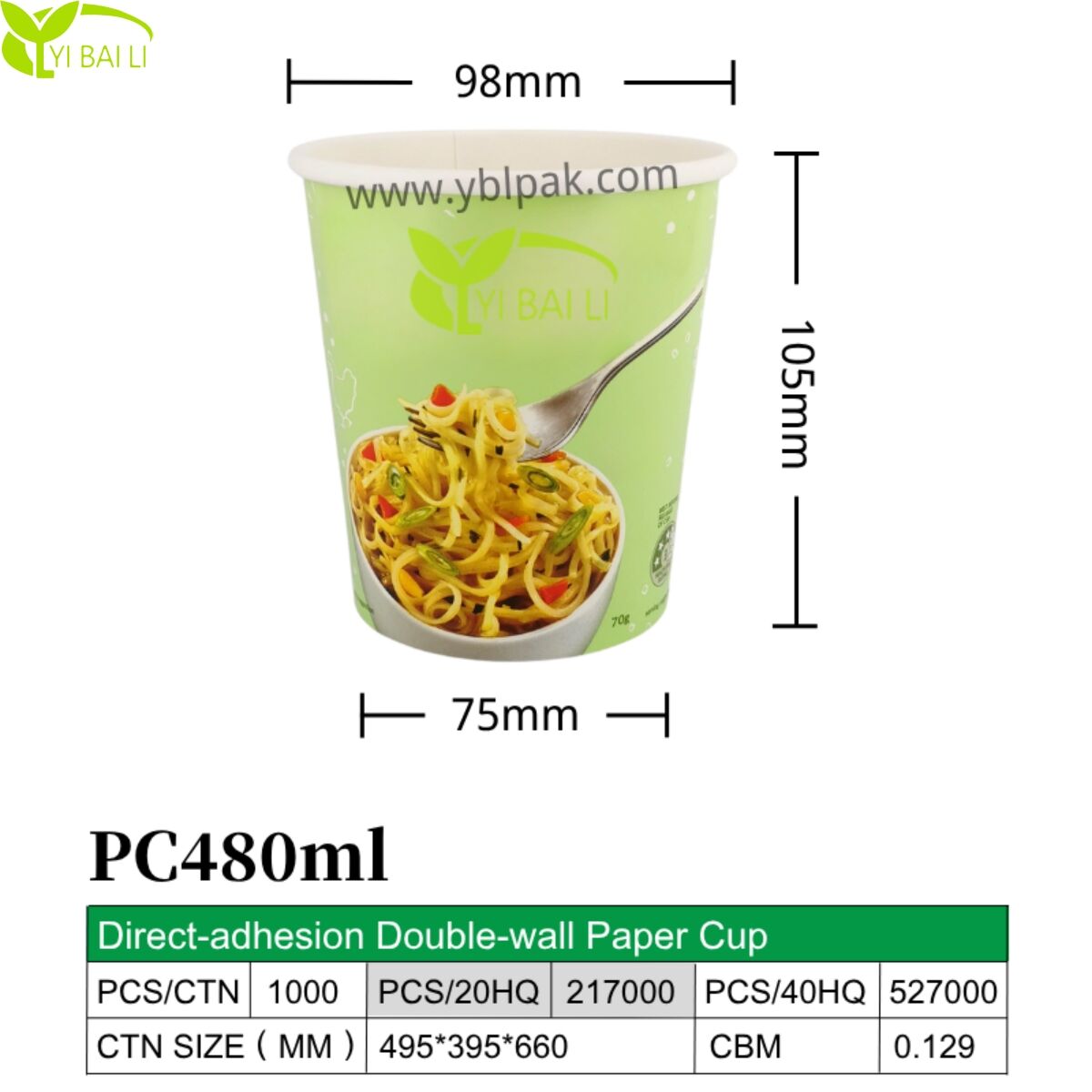 480 ml/16 oz premium dubbelväggade papperssuppkoppar med lock | engångsisolering för nudelsoppa | behållare för varma rätter | pommes-frites-koppar