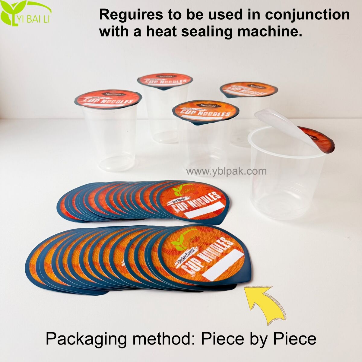 Tapa de papel con sellado térmico con ALU para vasos de PP