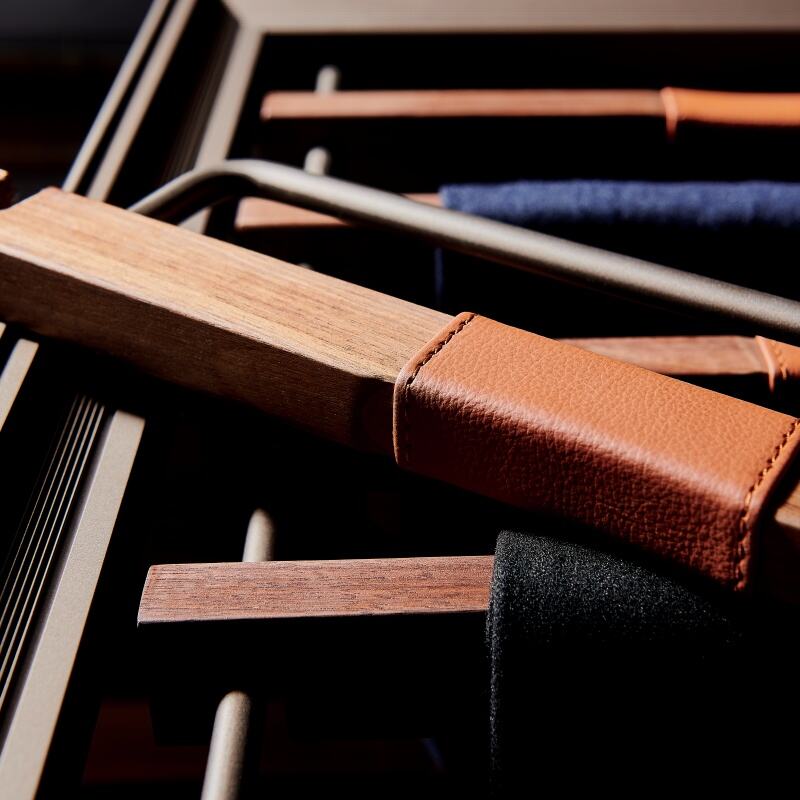 Elegant Closet Trousers Rack – Solid Wood & Aluminum Frame  