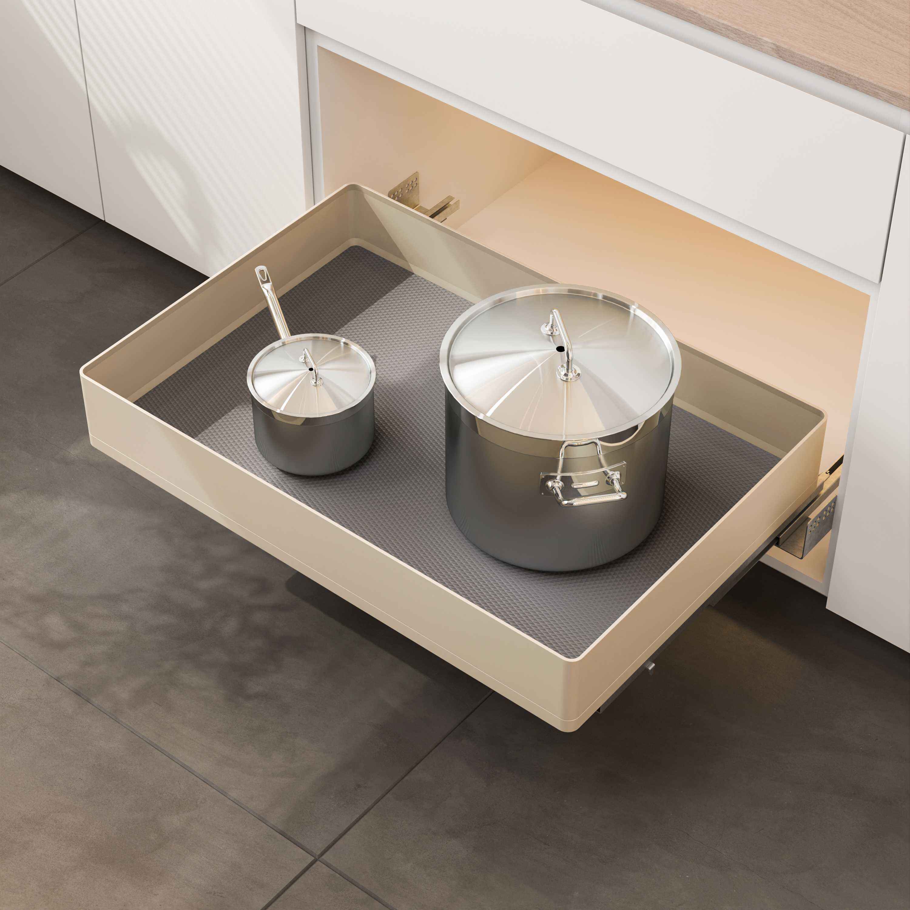 Soft  Close Kitchen Pull Out Basket with Wood Base, 35kg Load