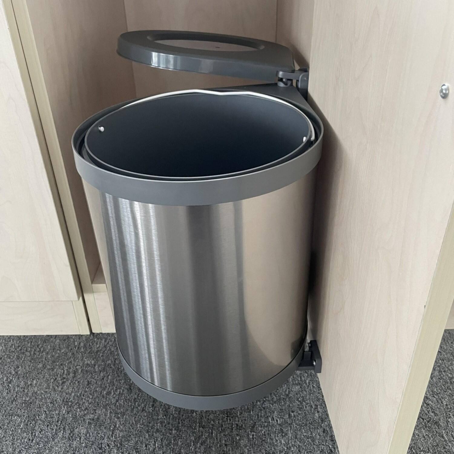 Pull Out Trash Can 10L or 15L PP Bin, SS Frame, Door-Mounted for Sink Base