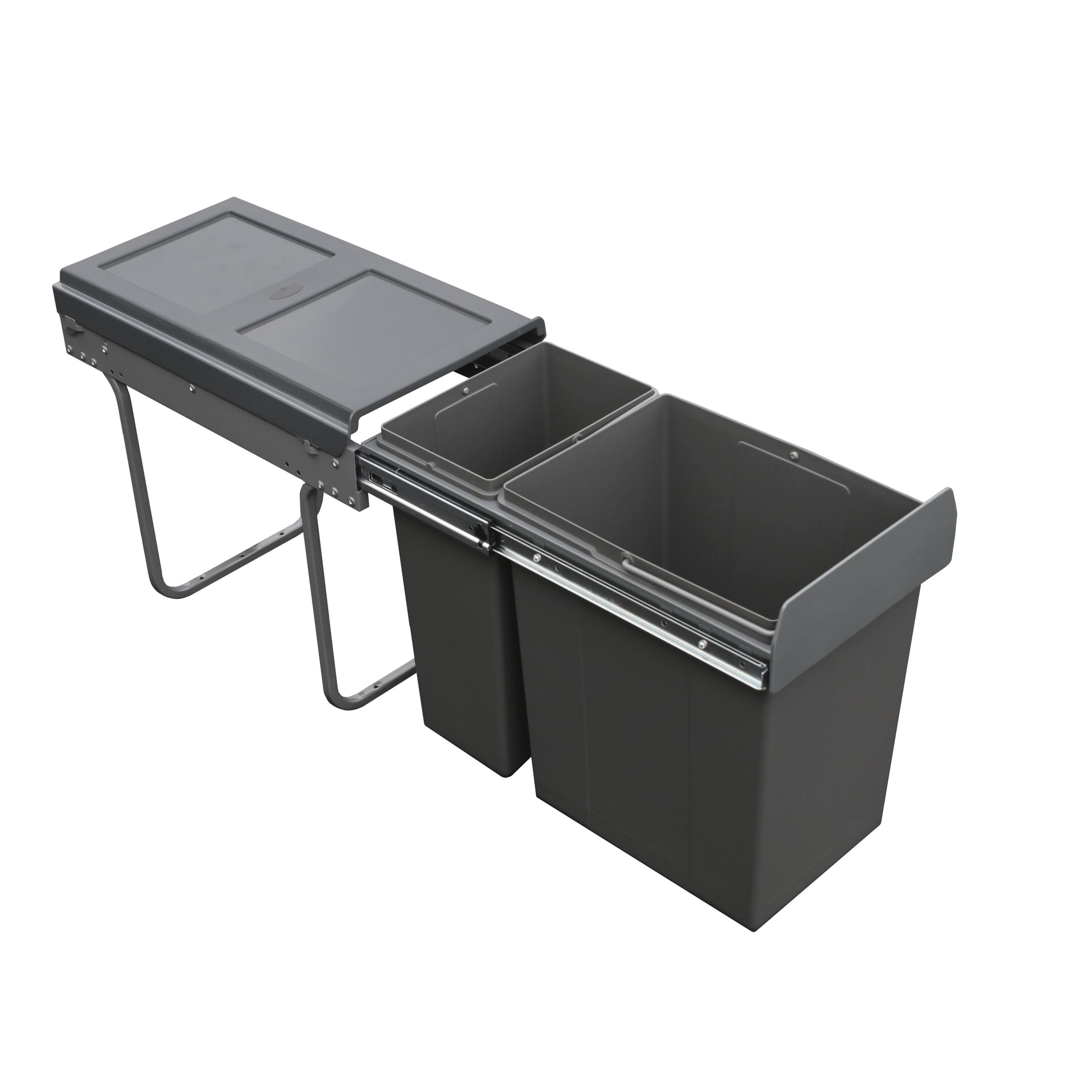 Pull-Out Dual Trash Bin 10L+20L PP Soft-Close for Cabinet