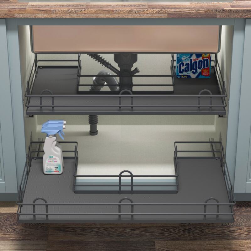 Kitchen Cabinet Soft Closing Under Sink Pullout Organizer