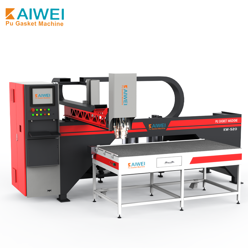KW-520 آلة توزيع ثنائية المكونات لألواح المعدن، آلة ختم موفرة للطاقة مع تقنية FIPFG وآلة خاتم PU