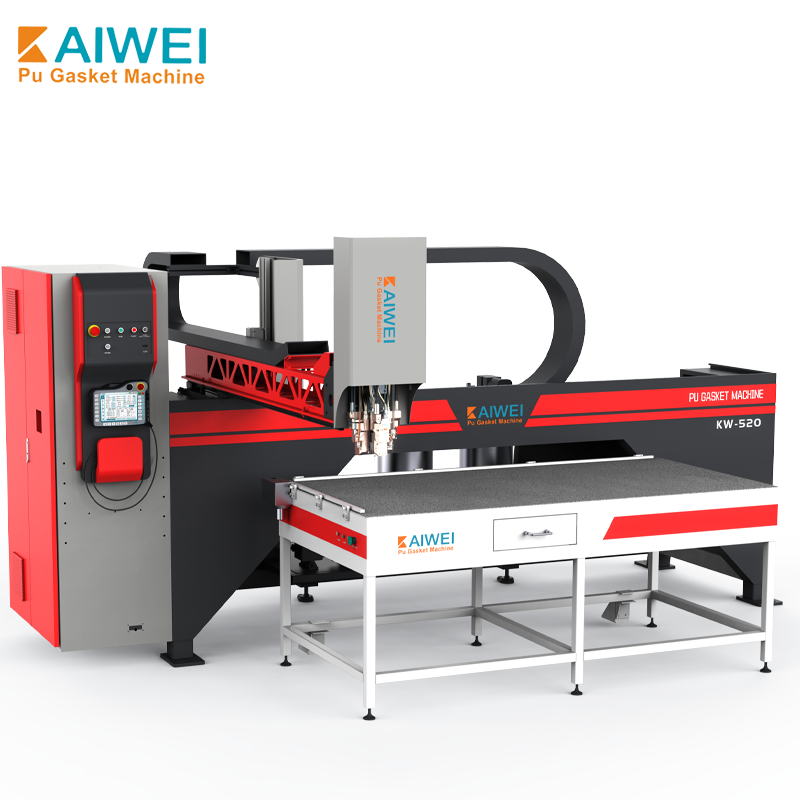 KW-520 آلة توزيع ثنائية المكونات لألواح المعدن، آلة ختم موفرة للطاقة مع تقنية FIPFG وآلة خاتم PU