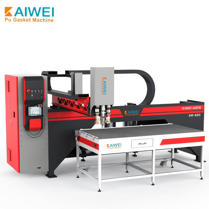 KW-520 آلة توزيع ثنائية المكونات لألواح المعدن، آلة ختم موفرة للطاقة مع تقنية FIPFG وآلة خاتم PU