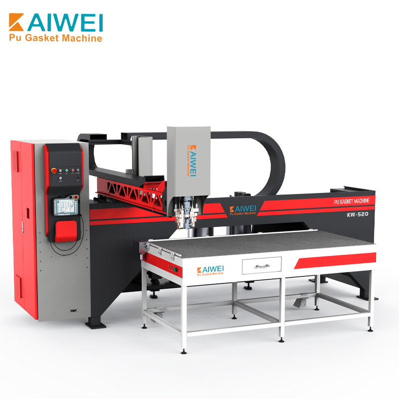KW-520 آلة توزيع ثنائية المكونات لألواح المعدن، آلة ختم موفرة للطاقة مع تقنية FIPFG وآلة خاتم PU