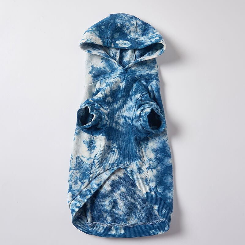 Sustainable Indigo Plant-Dyed Tie-Dye Dog Hoodie for Custom Brands