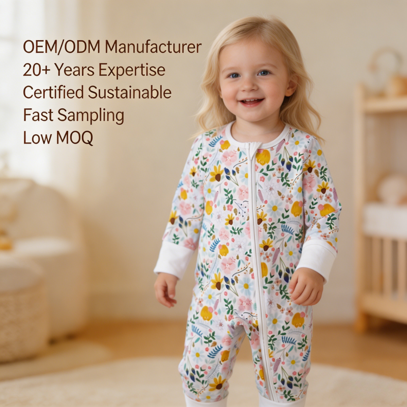 Custom Floral Baby Sleeper Manufacturer | OEM ODM Infant Zip Romper Private Label Supplier
