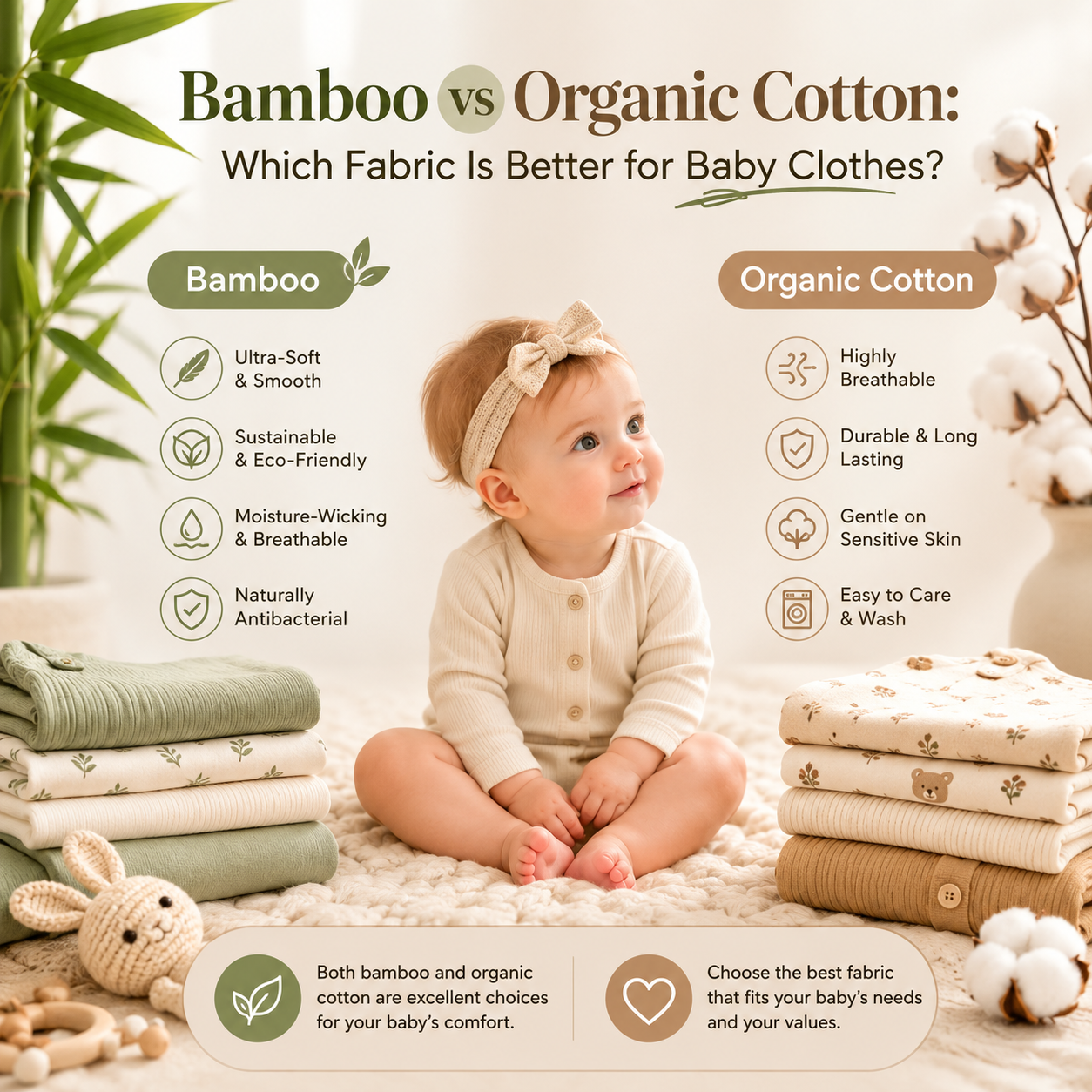 Bamboe versus biologisch katoen: welke stof is beter voor babykleding?