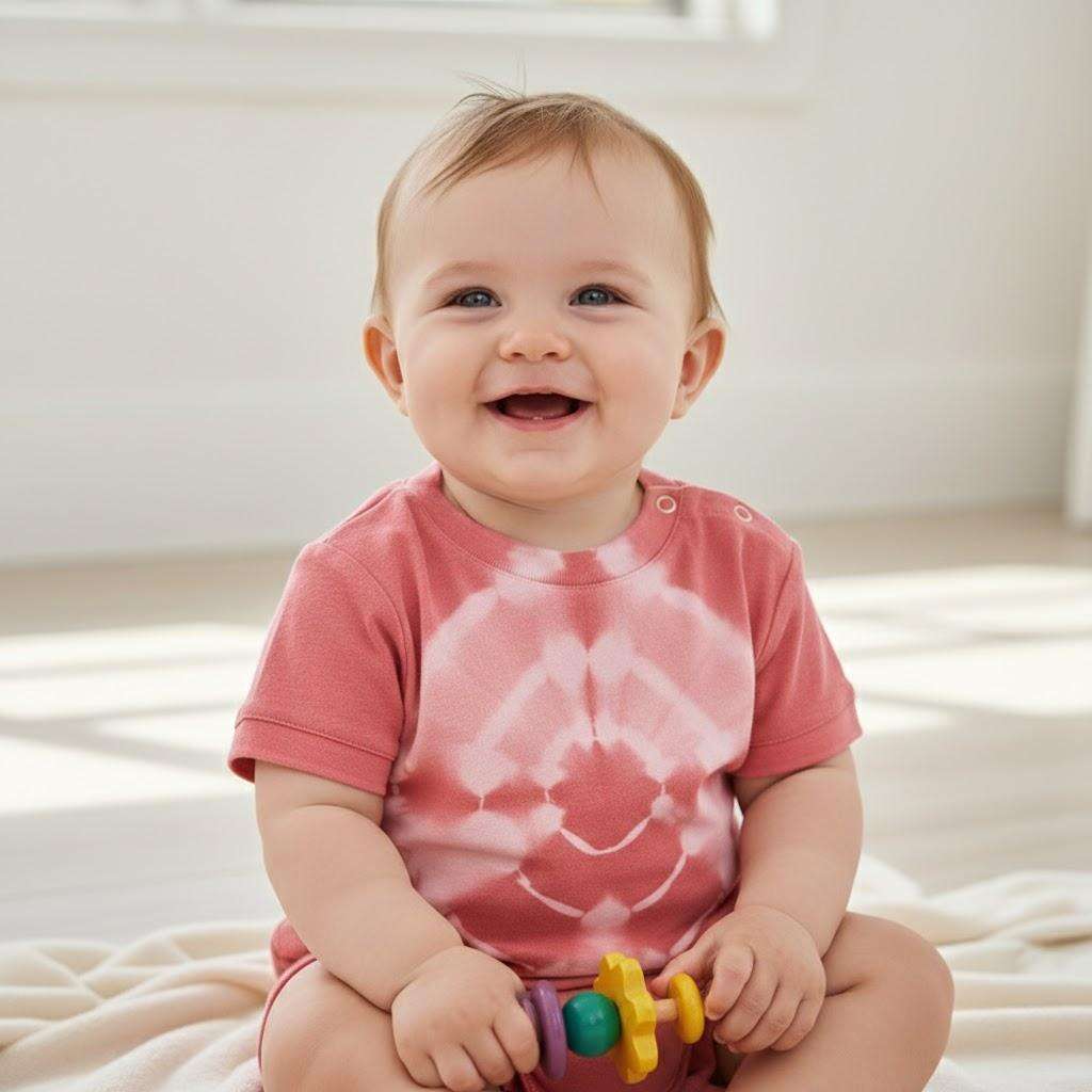 Camiseta Infantil com Botões nos Ombros OEM/ODM | Camiseta para Bebê em Algodão Orgânico 100%, Tingida com Plantas | Camiseta de Manga Curta Ecológica Não Tóxica com Corante Botânico, para Marca Própria | Vestuário Sustentável e Respirável para Recém-Nascidos | Fabricante Atacadista