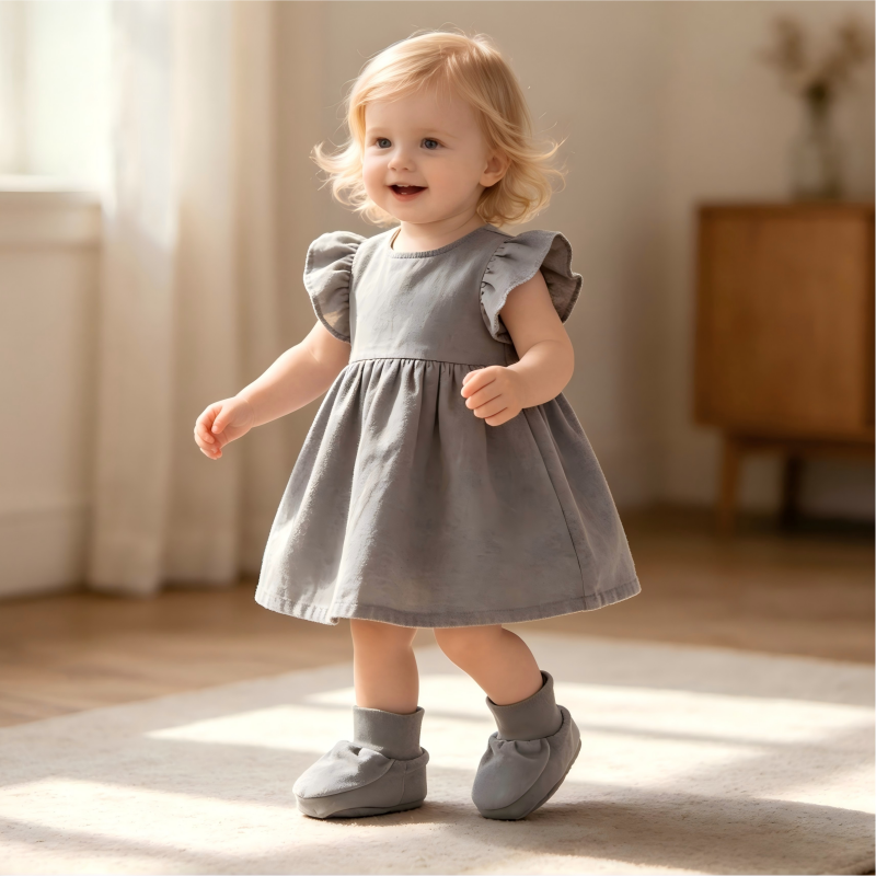 Chaussons pour bébé en coton biologique respectueux de l'environnement – Chaussettes pour nourrissons teintes à base de plantes et non toxiques, pour fabrication sous marque propre (OEM) ou conception sous marque propre (ODM) | Chaussures souples pour nouveau-nés durables | Chaussures respirantes et hypoallergéniques pour tout-petits – Étiquettes personnalisées et vente en gros en quantité disponible