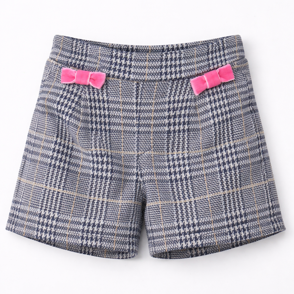 Custom Girls’ Recycled Polyester Plaid Shorts | OEM & Private Label