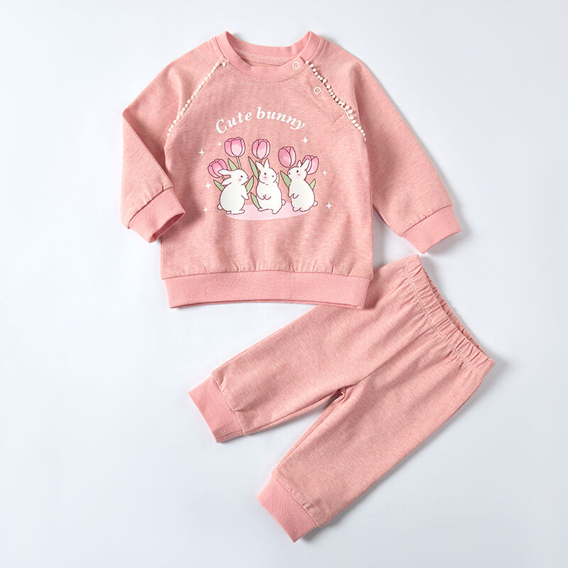 Pink Madder Sappanwood Plant Dyeing 2-Piece Crewneck Set with Beaded Raglan Seam