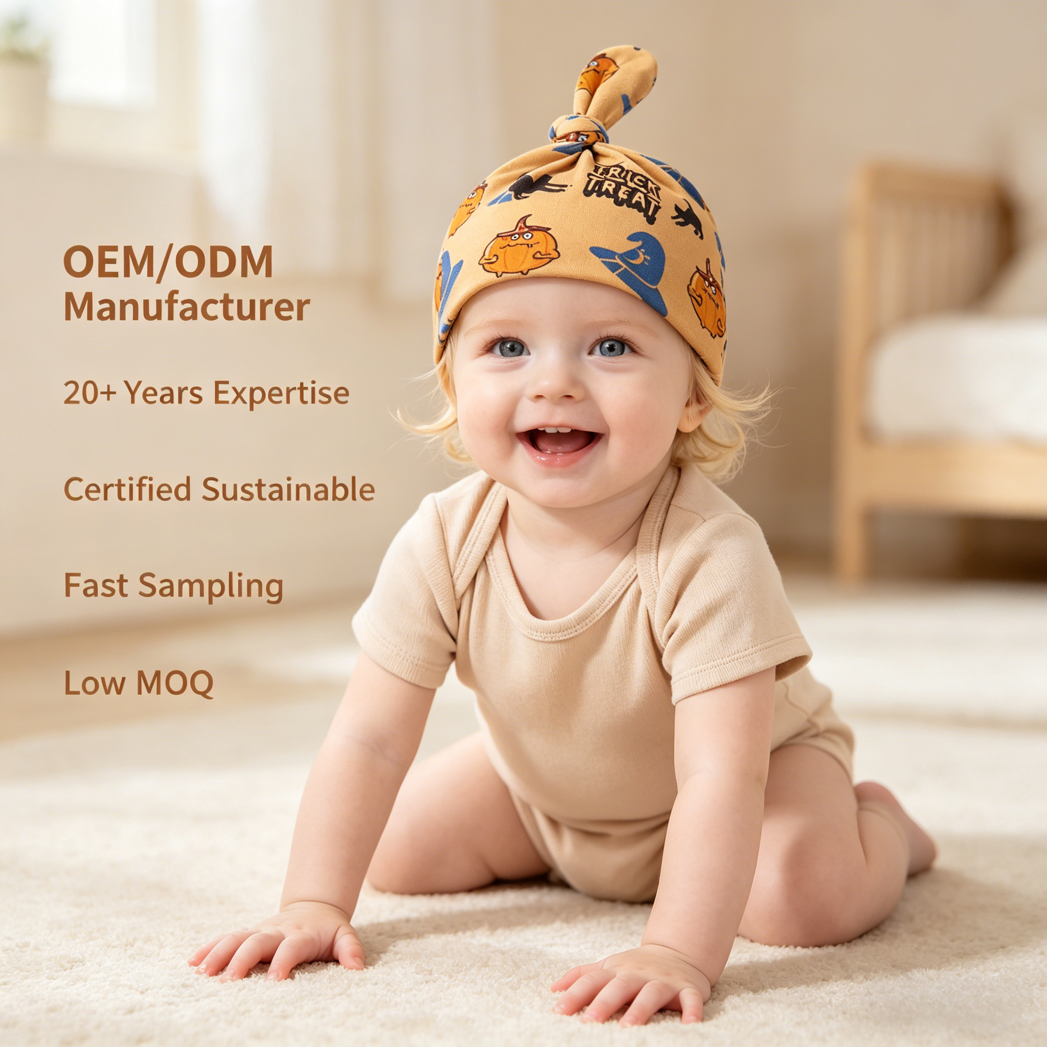 Producent af tilpasset halloweenbabyknudehat | OEM/ODM-leverandør af feriebabybælte