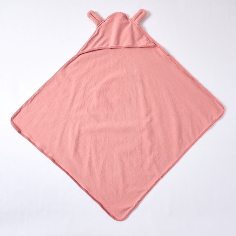 Custom Organic Cotton Hooded Baby Blanket with Ears Plant Dyed Soft Infant Swaddle Blanket OEM ODM Newborn Receiving Blanket Eco Friendly Baby Wrap Manufacturer