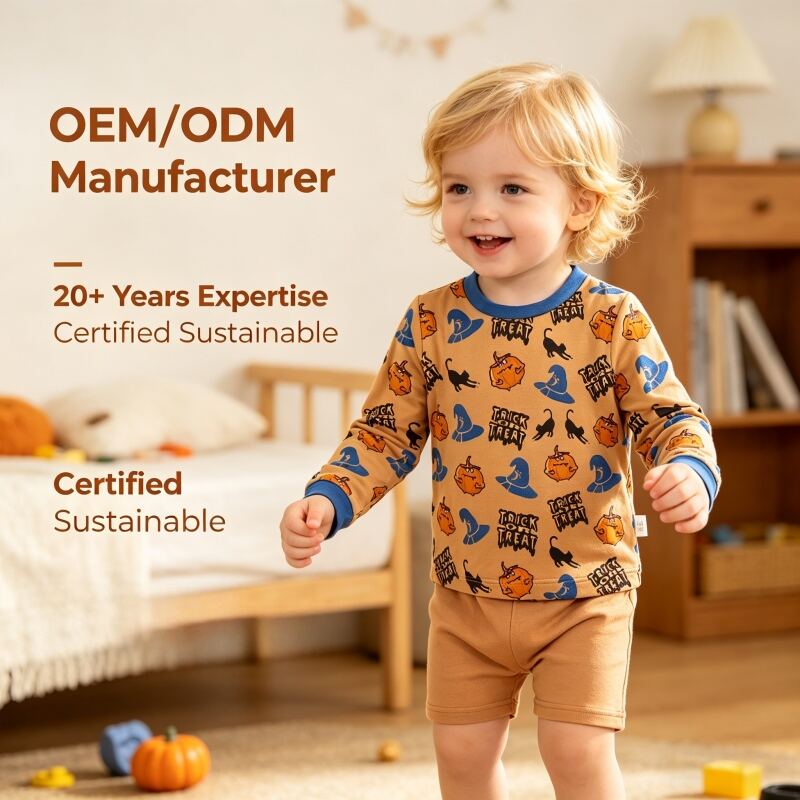 Custom Bamboo Fiber Halloween Baby Tee | OEM ODM Infant & Toddler Long-Sleeve Shirt