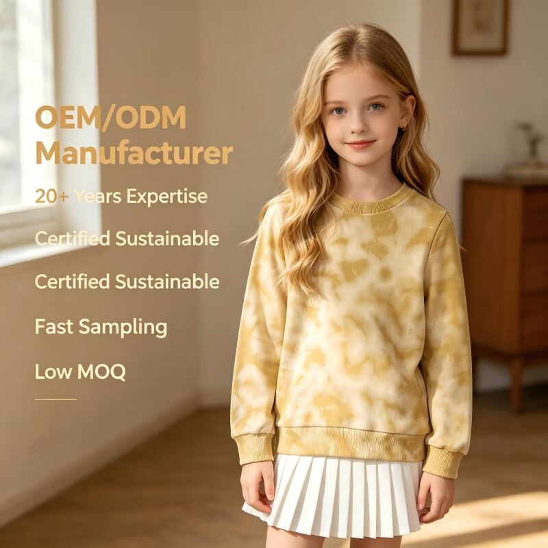 Custom Kids Plant Dyed Sweatshirt Manufacturer | Organic Tie Dye Cotton Pullover for Children OEM ODM Private Label