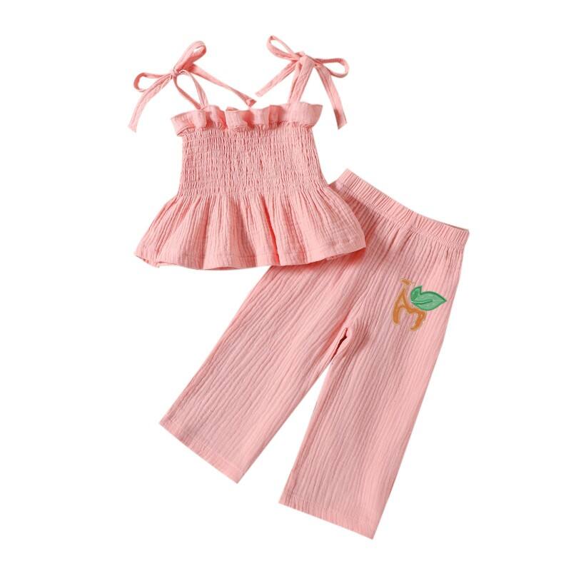 Girls' Suspender Top Straight Pants Set