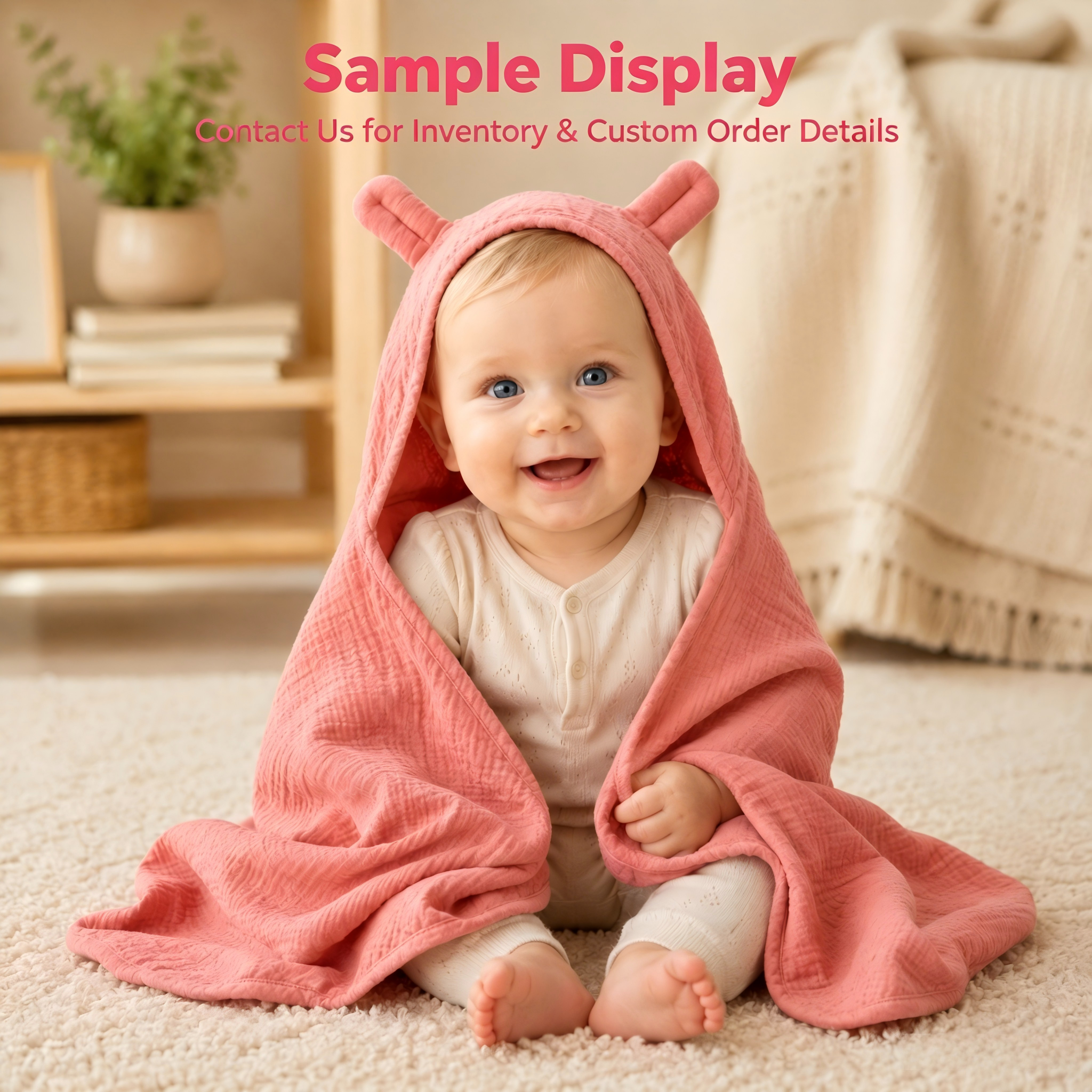 Custom Organic Hooded Baby Swaddle Blanket Manufacturer | Plant Dyed Muslin Cotton Infant Wrap for OEM ODM Private Label Brands