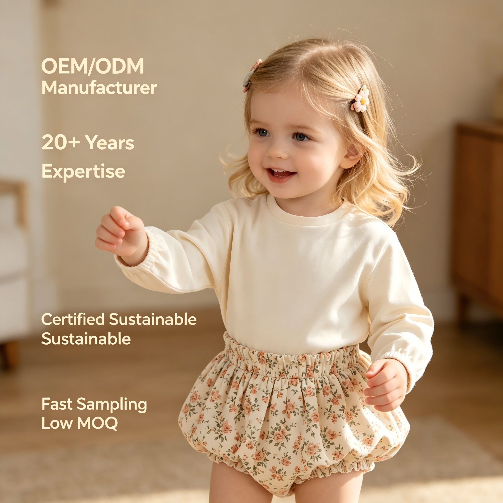 OEM/ODM Organic Cotton Baby Sweatshirt Long Sleeve Minimalist Toddler Pullover with Elastic Hem | Back Neck Snap Infant Plain Top Custom Private Label Manufacturer