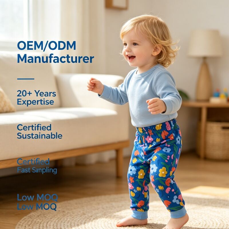 Custom Bamboo Fiber Floral Baby Pants | OEM ODM Toddler Bottoms