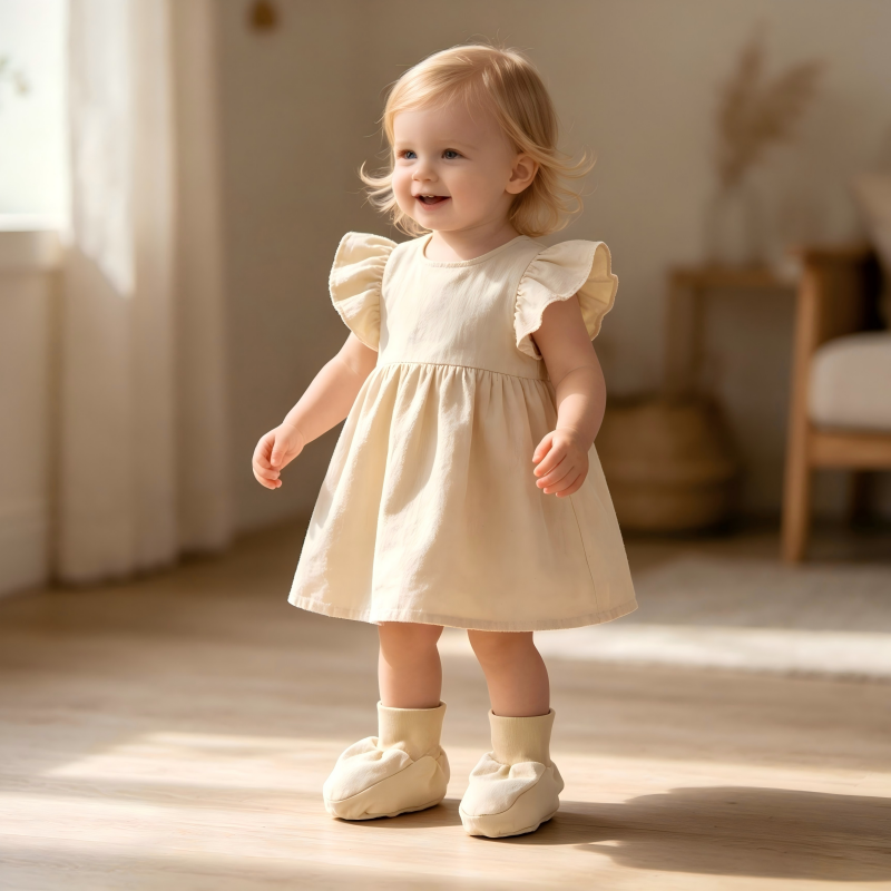 Chaussons pour bébé en coton biologique avec tissu naturellement teint aux plantes | Chaussettes écologiques et durables pour nourrissons, restant bien en place, destinées à l’OEM/ODM | Chaussures souples pour nouveau-nés respirantes et non toxiques | Fabricant professionnel de vêtements pour bébé sur mesure, en gros
