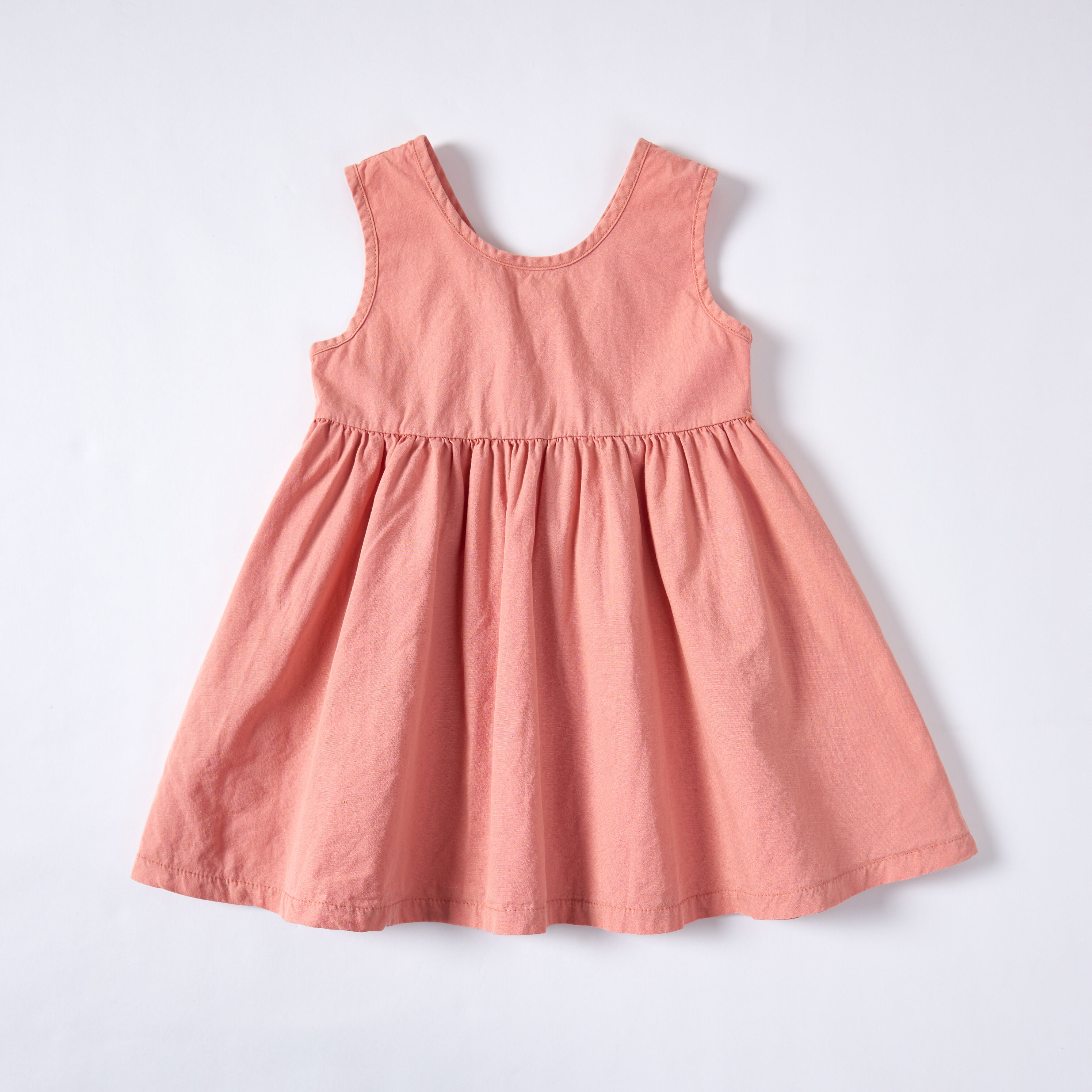 Orange-Pink Sleeveless Baby Dress Dyed with Sappanwood Madder Pomegranate Peel