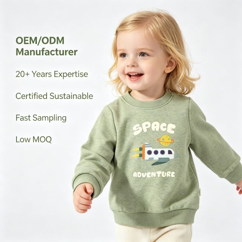 Moletom Infantil com Tema Aventura no Espaço em Algodão | Moletom com Capuz para Crianças Pequenas, Tingido com Plantas, OEM/ODM