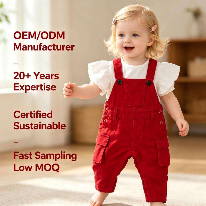 Custom Baby Corduroy Overalls Manufacturer OEM ODM | Infant Bib Cargo Romper | Soft Cotton Baby Jumpsuit Supplier for Private Label Babywear Brands
