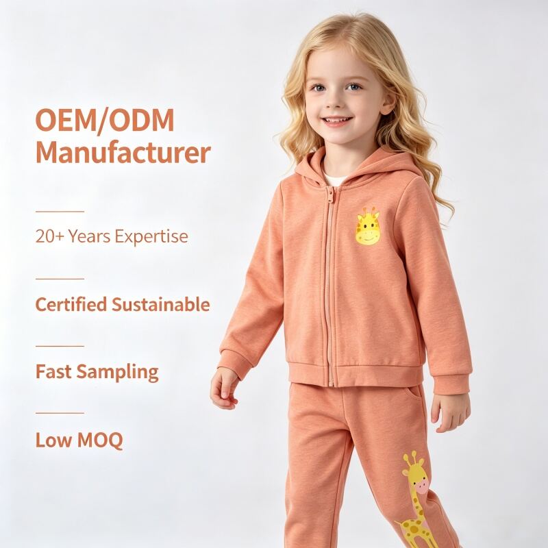 Fabrikant van op maat gemaakte katoenen kinderhoody- en joggersets | Met planten gekleurd trainingspak voor peuter, OEM/ODM