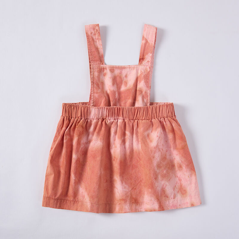 Tie-dye Orange-Pink Baby Overall Dresses Dyed with Sappanwood Madder Pomegranate Peel