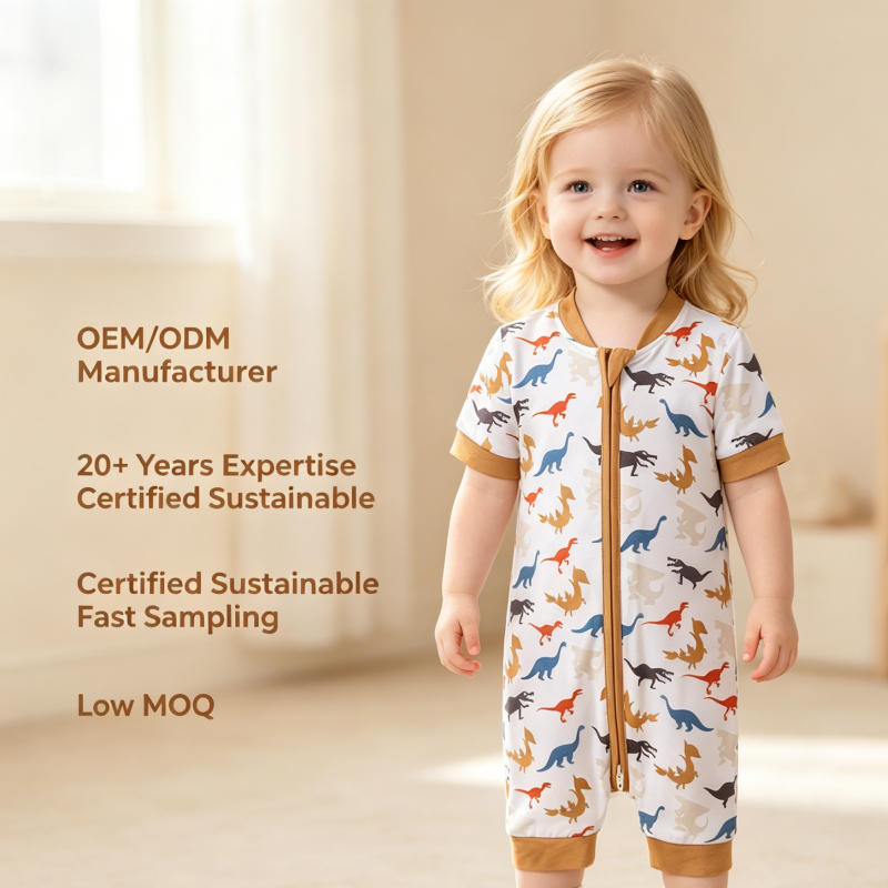 Custom Dinosaur Print Baby Romper for OEM & ODM Brands