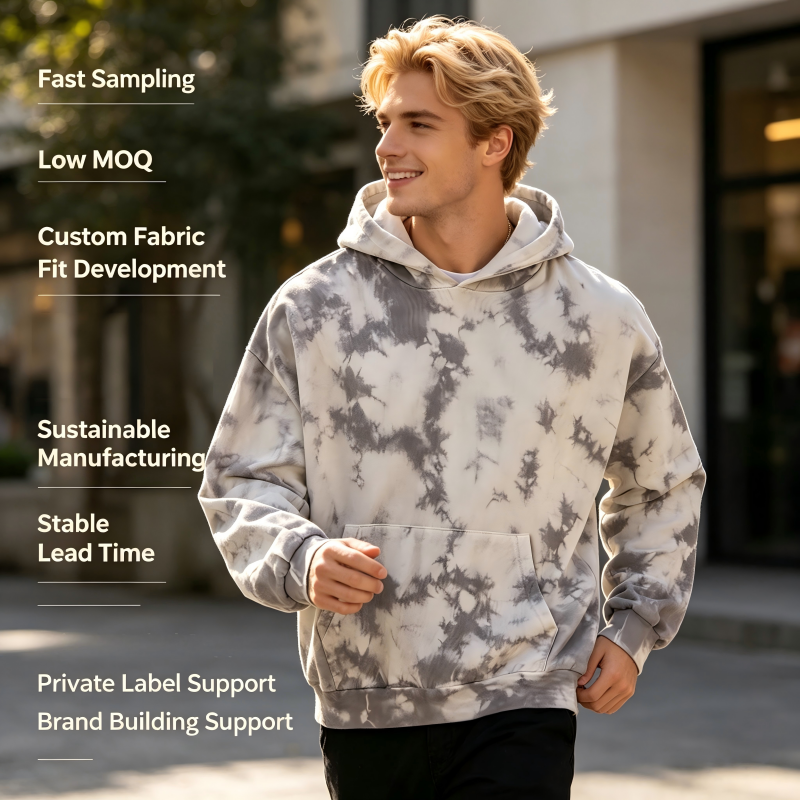 Custom Men’s Tie Dye Hoodie OEM ODM | Organic Cotton Plant-Dyed Pullover Sweatshirt Manufacturer for Sustainable Fashion & Private Label Streetwear Brands