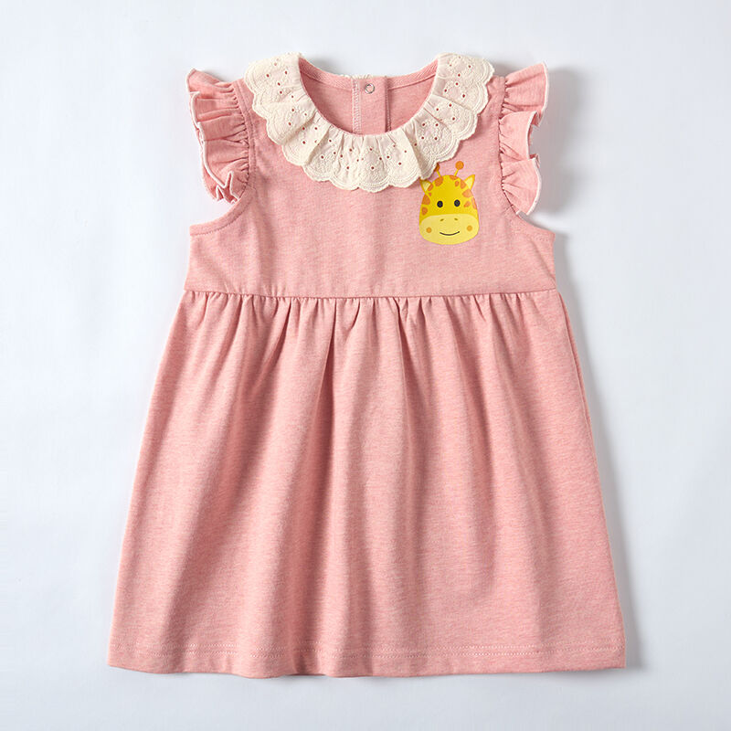 Eco-Dyed Baby Dress with Lace Collar and Ruffle Sleeves