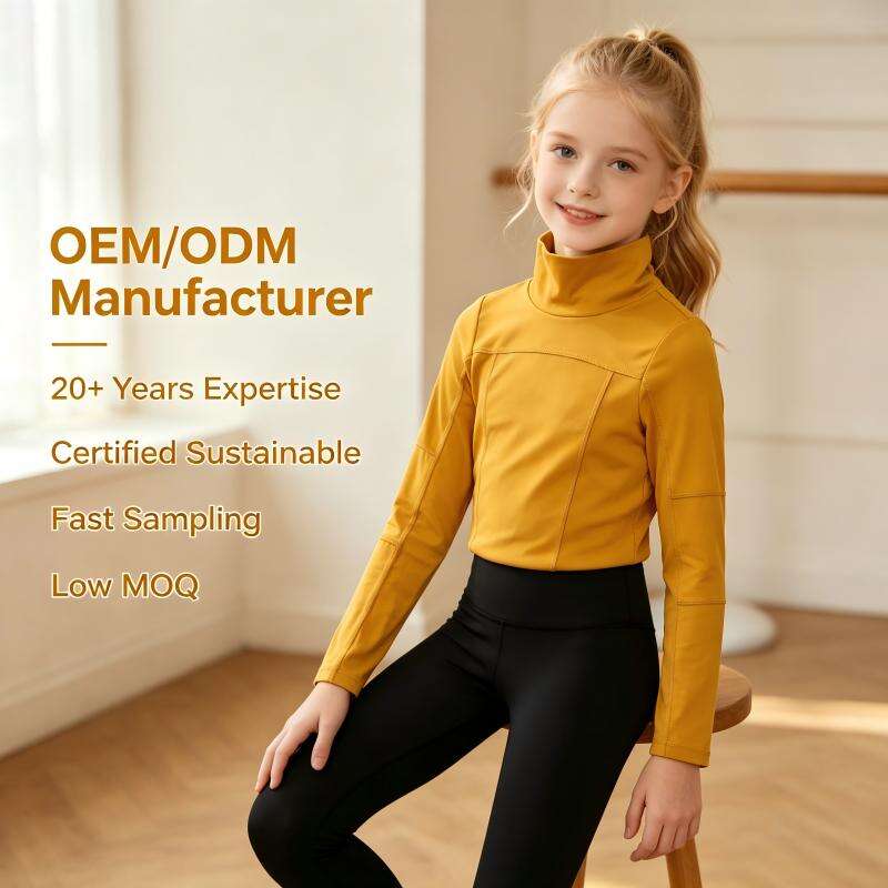 Brugerdefineret producent af børnets turtleneck-toppe, OEM og ODM | Aktivitetstshirt til børn med lange ærmer | Leverandør af bløde, elastiske undertrøjer til børn til private mærkevarer