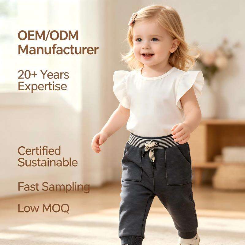Custom Baby Jogger Pants Manufacturer OEM ODM | Soft Cotton Infant Sweatpants with Pockets | Premium Baby Bottoms Supplier for Private Label Babywear Brands