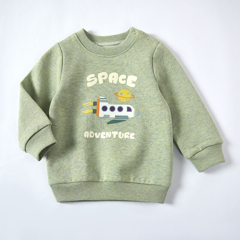 Green Sophora Japonica and Isatis Indigotica Dyed Toddler Space Graphic Pullover Sweatshirt