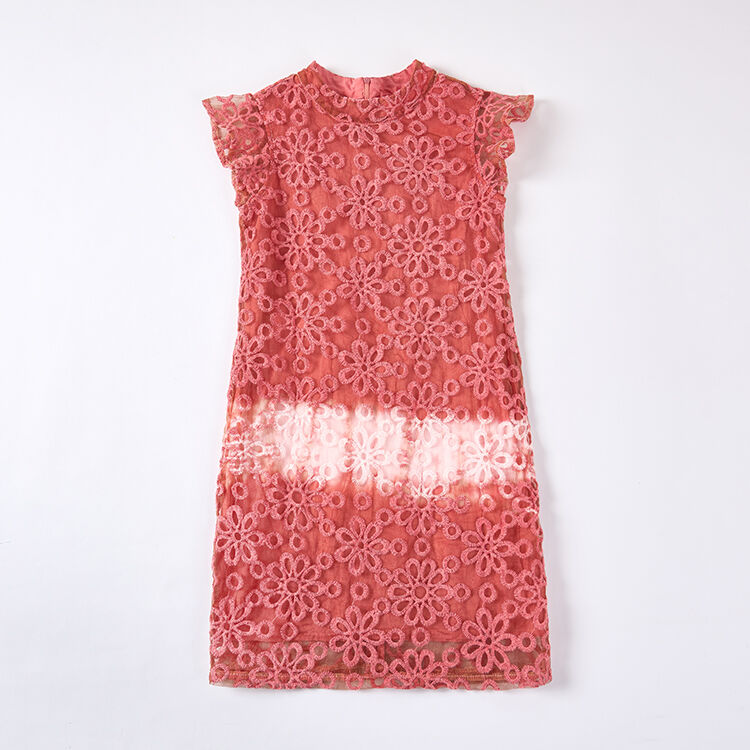 Eco-Dyed Floral Lace Mock Neck Dress | Custom Brand Supply