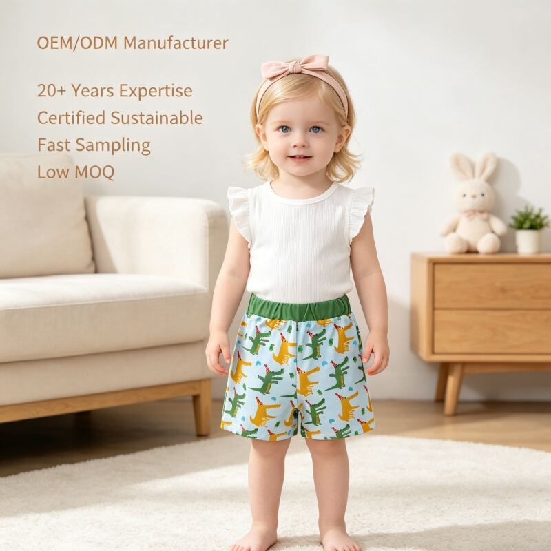 Custom OEM/ODM Baby Crocodile Print Shorts - Soft Breathable Cotton Summer Toddler Apparel - Wholesale Private Label